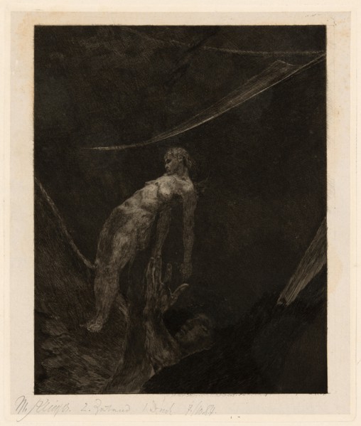 Back into Nothingness, plate fifteen from A Life, 1884. Creator: Max Klinger.