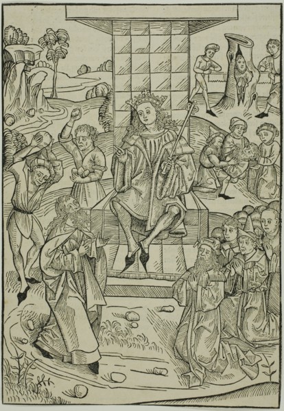 The Stoning of Zacharias and Isaias, page 9 from the Treasury (Schatzbehalter), 1491. Creator: Michael Wolgemut.