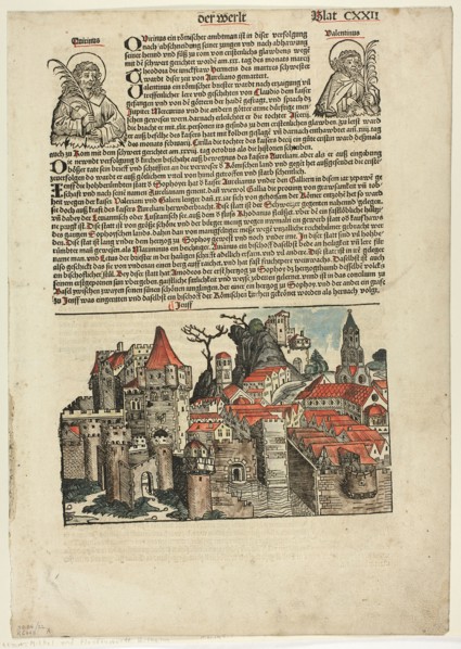 Geneva from Schedel Weltchronik (Schedel’s World History), Plate 22 from Woodcuts..., 1929. Creator: Michael Wolgemut.