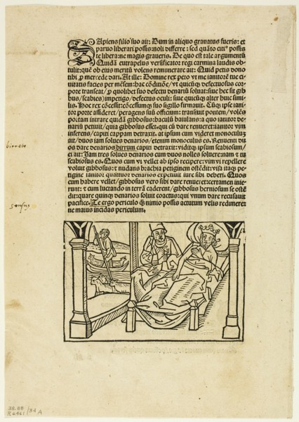 Illustration from "Fabulae Aesopi", plate 34 from Woodcuts..., 1501, assembled...1937. Creators: Unknown, Max Geisberg.