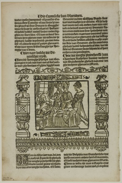 Illustration from Coronijke van Flaendren, plate 59 from Woodcuts..., 1531, assembled...1937. Creators: Unknown, Max Geisberg.