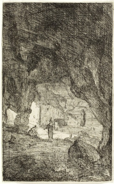 Grotto and Friars, from The Ruins of Rome, 1639/1640. Creator: Bartholomeus Breenbergh.