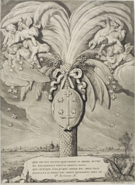Coat of Arms of Haarlem, end page to Counts and Countesses of Holland, Zeeland..., 1650. Creator: Cornelis de Visscher.