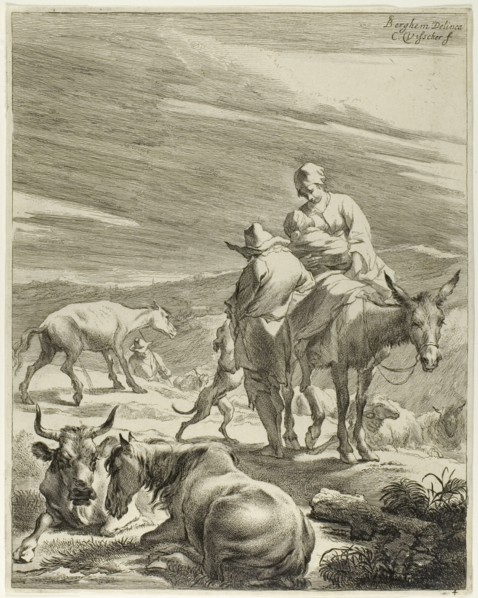 Woman on an Ass Suckling a Child, n.d. Creator: Cornelis de Visscher.