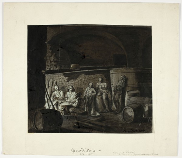Wine Cellar with Men Playing Cards, 18th century. Creator: Gerrit Dou.