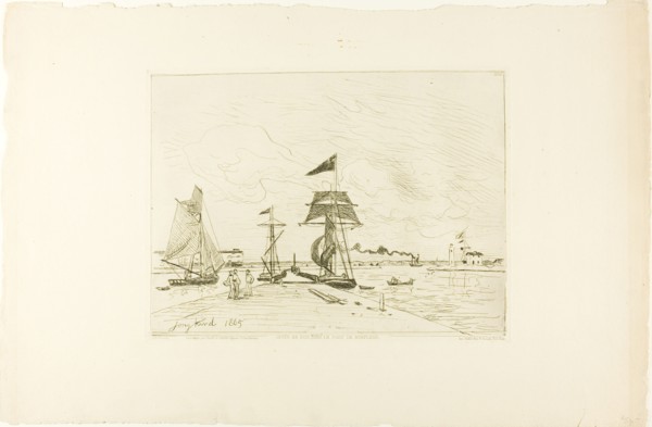 Wooden Pier, Honfleur Port, 1865; published January 1866. Creator: Johan Barthold Jongkind.