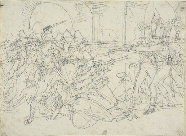 Study for Events of the Life of Massaroni, an Italian Bandit, 1823. Creator: Bartolomeo Pinelli.