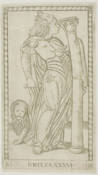 Fortitude, plate 36 from Genii and Virtues, c.1465. Creator: Unknown.