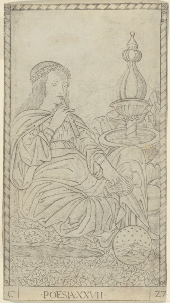 Poetry, plate 27 from Arts and Sciences, c.1465. Creator: Unknown.