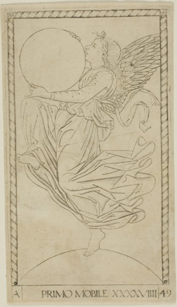 The Angel of the Ninth Sphere, or Primum Mobile, plate 49 from Planets and Spheres, c.1465. Creator: Unknown.