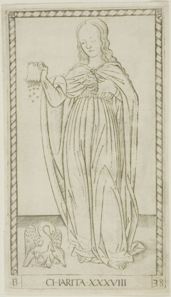 Charity, plate 38 from Genii and Virtues, c.1465. Creator: Unknown.