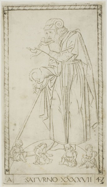 Saturn, plate 47 from Planets and Spheres, c.1465. Creator: Unknown.