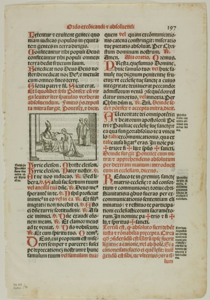 Leaf from Pontificale Romanum, plate 91 from Woodcuts from Books of the XVI Century...1937. Creators: Unknown, Max Geisberg.