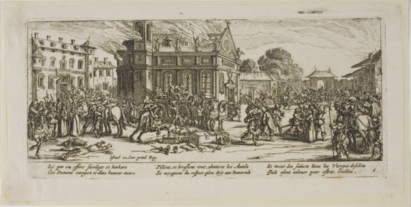 Destruction of a Convent, plate six from The Large Miseries of War, n.d. Creator: Gerard van Schagen.