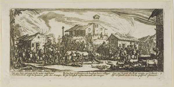 Plundering and Burning a Village, plate seven from The Large Miseries of War, n.d. Creator: Gerard van Schagen.