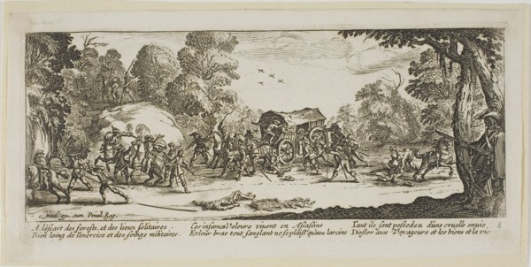 Attack on a Coach, plate eight from The Large Miseries of War, n.d. Creator: Gerard van Schagen.