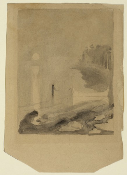 A Boat Tied to a Pier, 1892. Creator: Edvard Munch.
