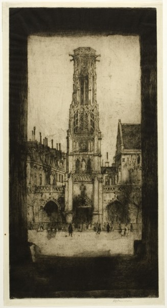 Saint Germain l'Auxerrois, plate two from the Paris Set, 1904. Creator: David Young Cameron.
