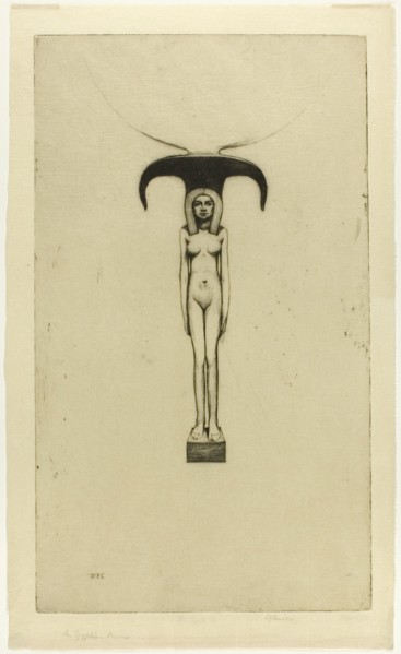 An Egyptian Mirror, 1909. Creator: David Young Cameron.