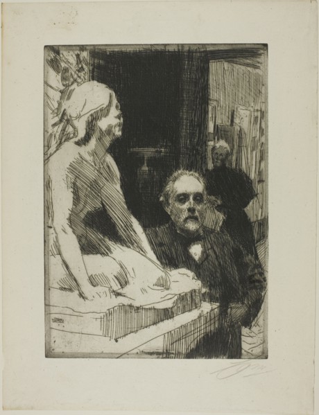 Pontus Fürstenberg and his Wife (standing near Hasselberg's "Frog"), 1895. Creator: Anders Leonard Zorn.