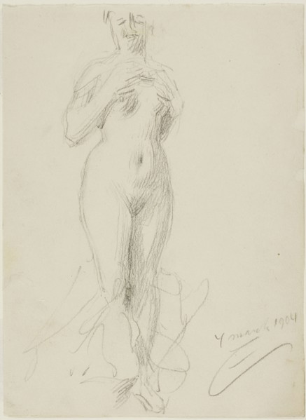 Standing Female Nude, 1904. Creator: Anders Leonard Zorn.