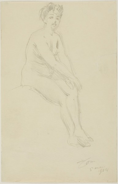 Seated Female Nude, 1904. Creator: Anders Leonard Zorn.