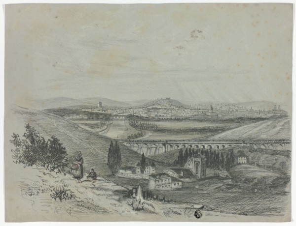 Panoramic View of a Railroad Bridge and City, n.d. Creator: Unknown.