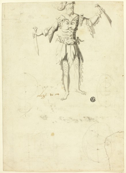 Costumed Man Carrying Two Swords, n.d. Creator: Unknown.