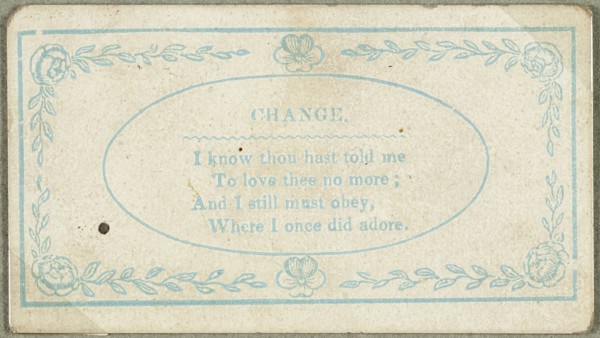 Change (valentine), c.1830. Creator: Unknown.