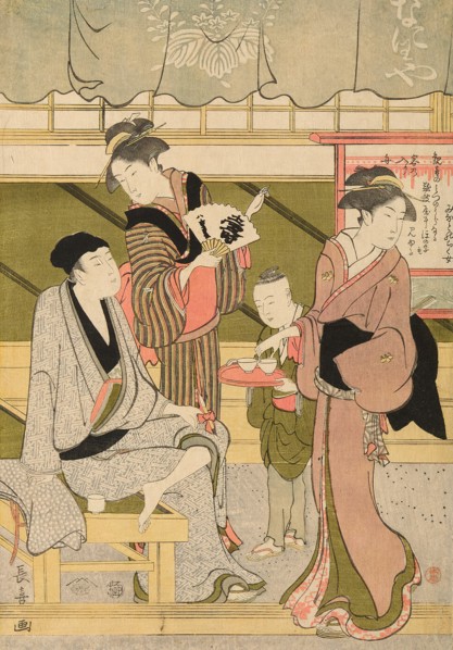 The Front Room of the Naniwaya (Naniwaya misesaki), c. 1800. Creator: Eishosai Choki.