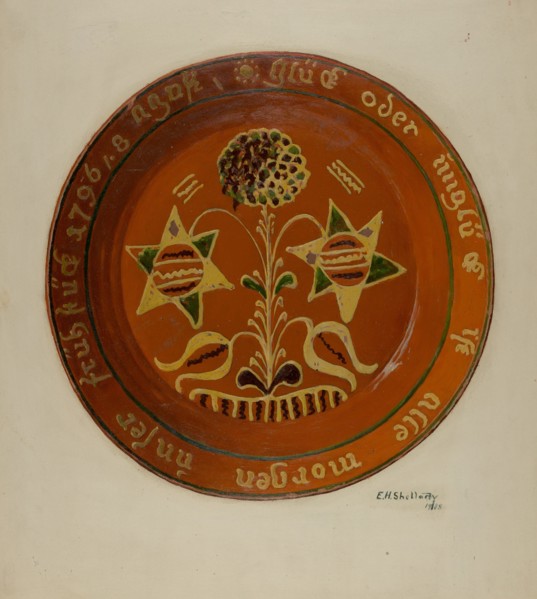 Pennsylvania German Dish, c. 1938. Creator: Eugene Shellady.