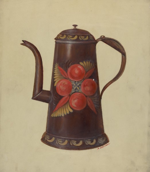 Toleware Tin Coffee Pot, c. 1936. Creator: Max Soltmann.