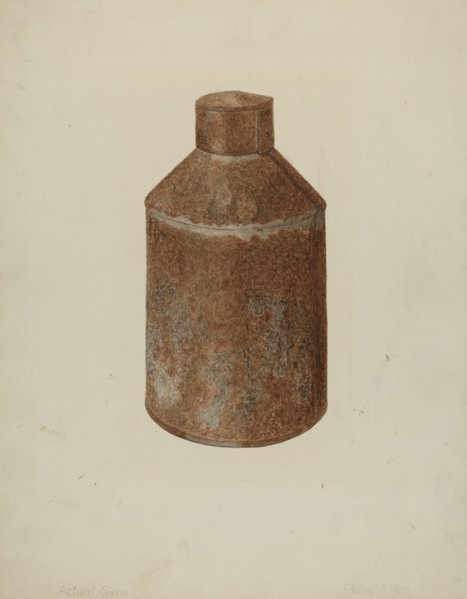 Tin Tea Caddy, c. 1938. Creator: Eldon Allen.