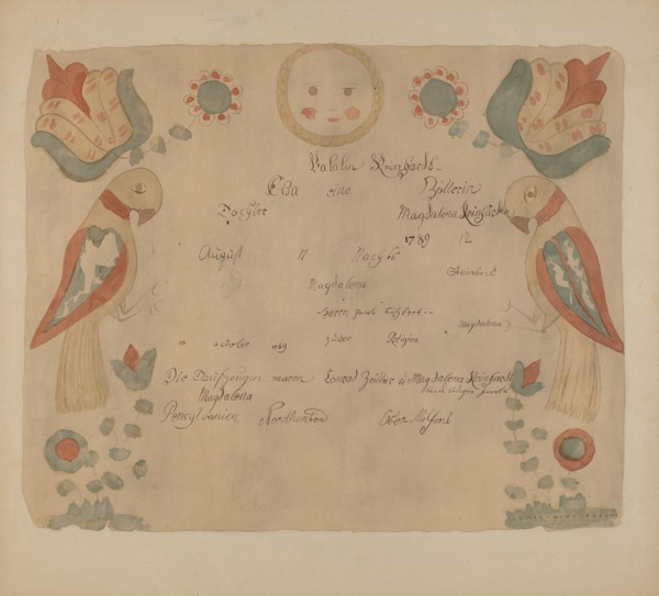Pa. German Birth Certificate, 1937. Creator: Elmer G Anderson.