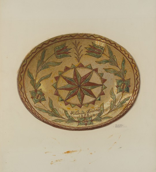 Pennsylvania German Pie Plate, 1935/1942. Creator: Elmer G Anderson.