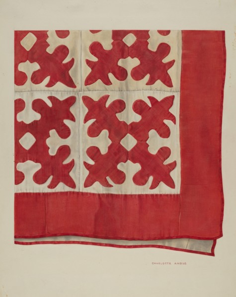Oak Leaf Pattern Quilt, 1935/1942. Creator: Charlotte Angus.