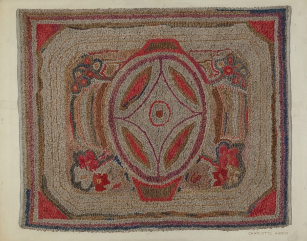 Hooked Rug (Cotton), c. 1940. Creator: Charlotte Angus.