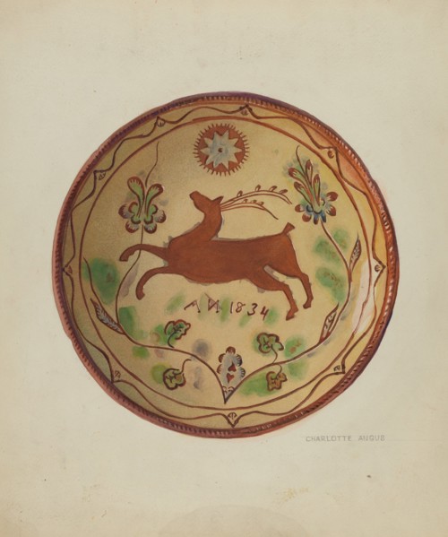 Pa. German Pie Plate, c. 1936. Creator: Charlotte Angus.