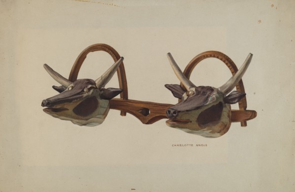 Hat Rack (Shaped Like Ox Yoke), c. 1939. Creator: Charlotte Angus.