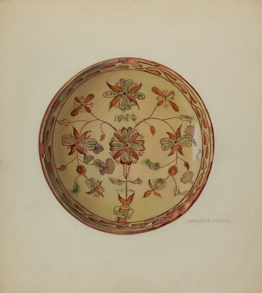 Pa. German Plate, c. 1936. Creator: Charlotte Angus.