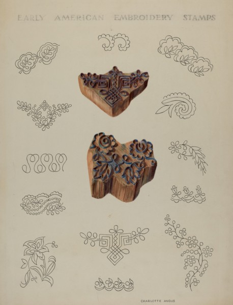 Stamps for Embroidery, c. 1937. Creator: Charlotte Angus.