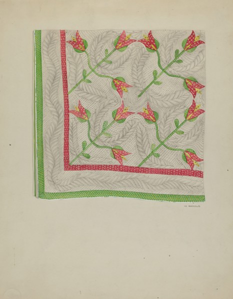 Applique Quilt, c. 1936. Creator: Madeline Arnold.
