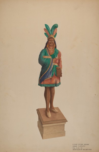 Cigar Store Indian, c. 1938. Creator: Rolland Ayres.