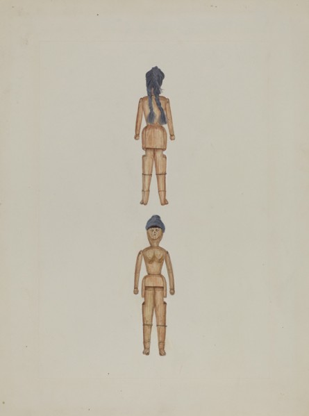 Wooden Doll, c. 1937. Creator: Evelyn Bailey.
