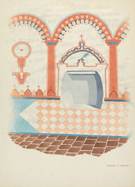 Wall Painting and Baptismal Niche, c. 1938. Creator: Frank C. Barks.