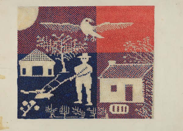 Coverlet Detail, c. 1937. Creator: Ruth M. Barnes.