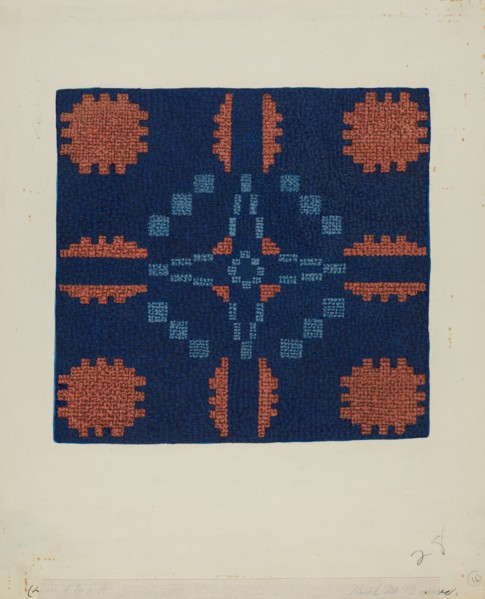 Coverlet Detail, c. 1936. Creator: Ruth M. Barnes.