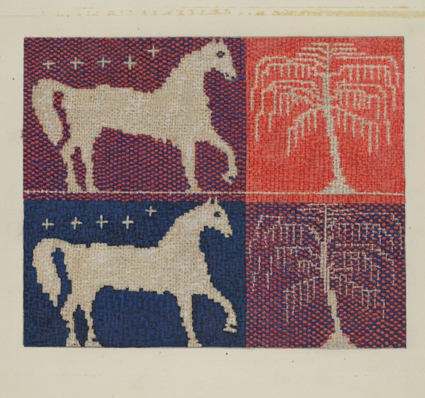 Coverlet Detail "Farmer's Fancy", c. 1937. Creator: Ruth M. Barnes.