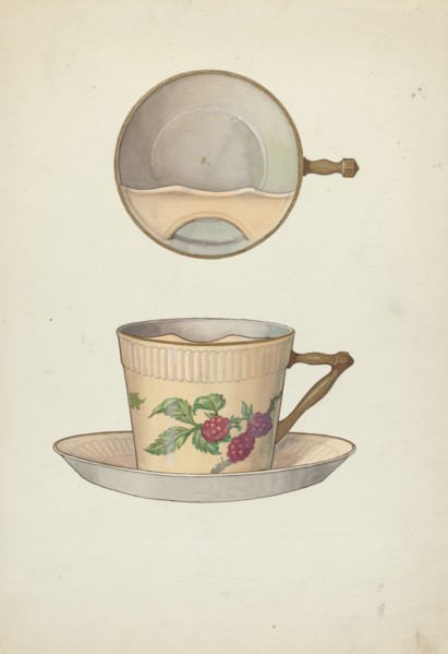 Mustache Cup and Saucer, c. 1953. Creator: Dana Bartlett.