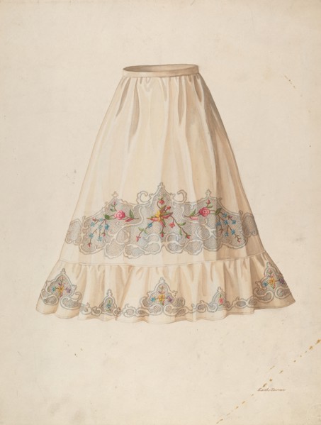 Skirt from Wedding Dress, c. 1940. Creator: Edith Towner.